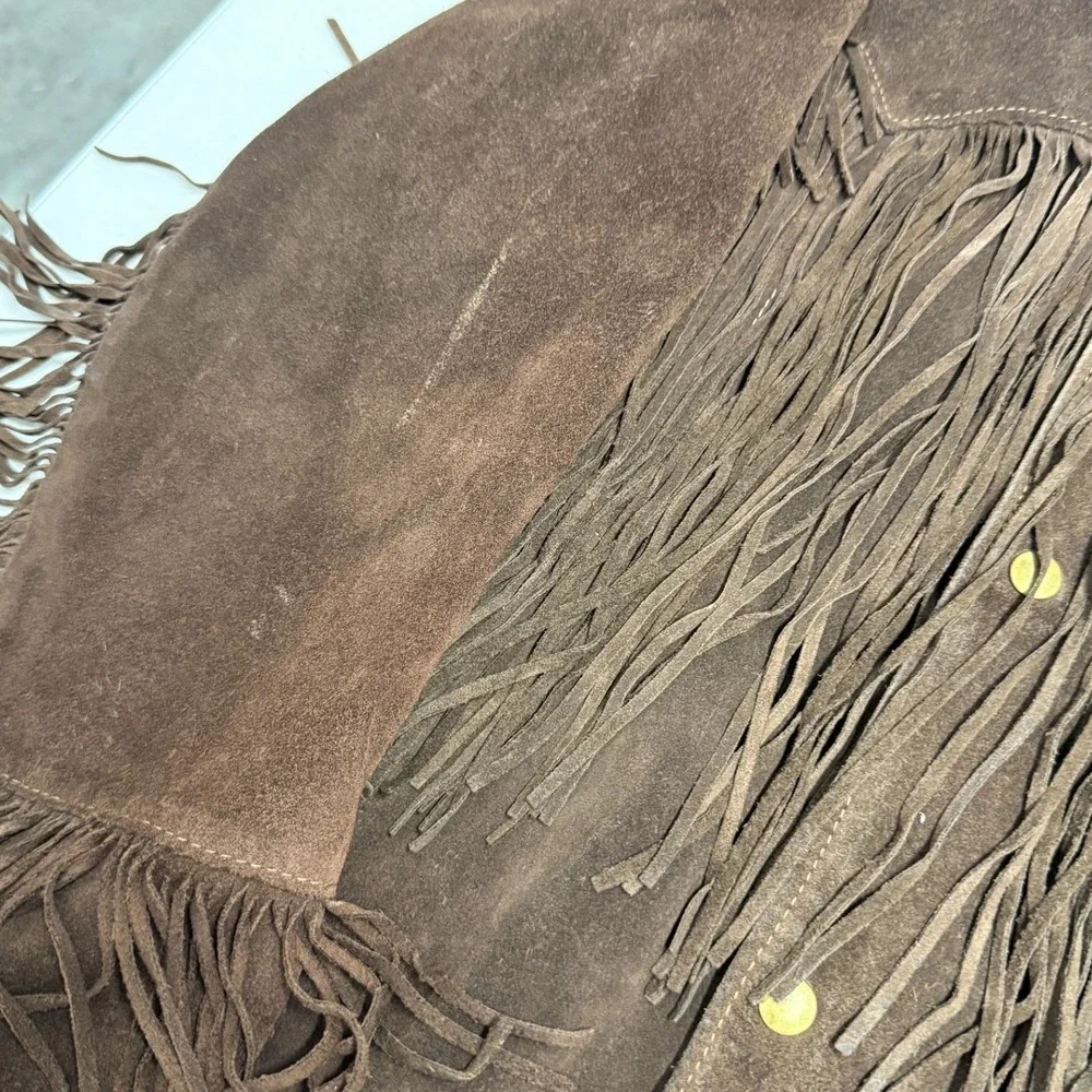 Unbranded Fringe Suede Jacket Mens Medium Brown Fair Vintage Western Cowboy
